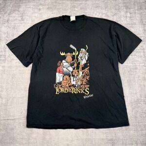 Vtg Hockey Shirt Mens XL Black Y2K Lord‎ Of The Rinks Parody Whistler Canada